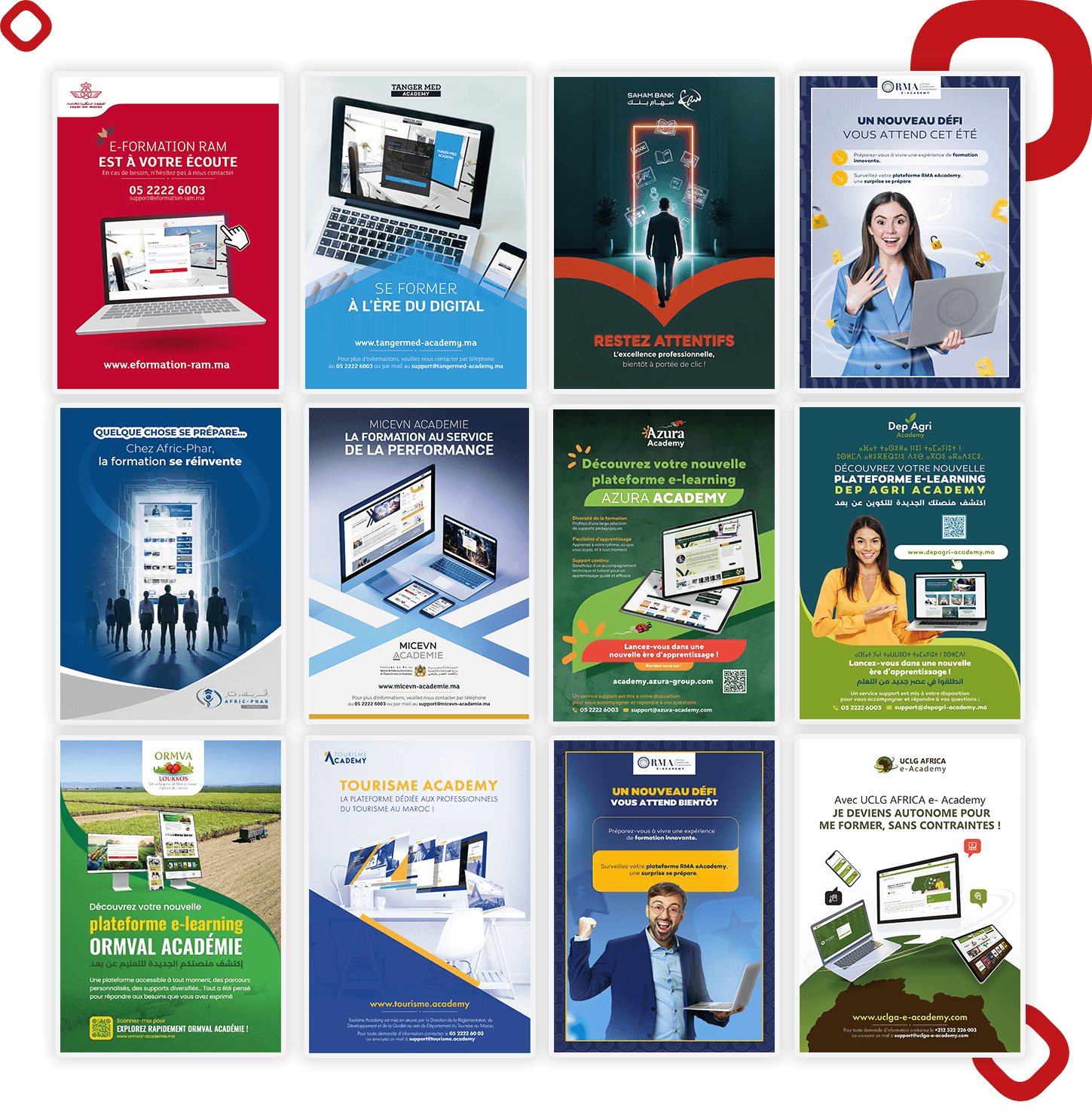 Affiches d'académies en ligne